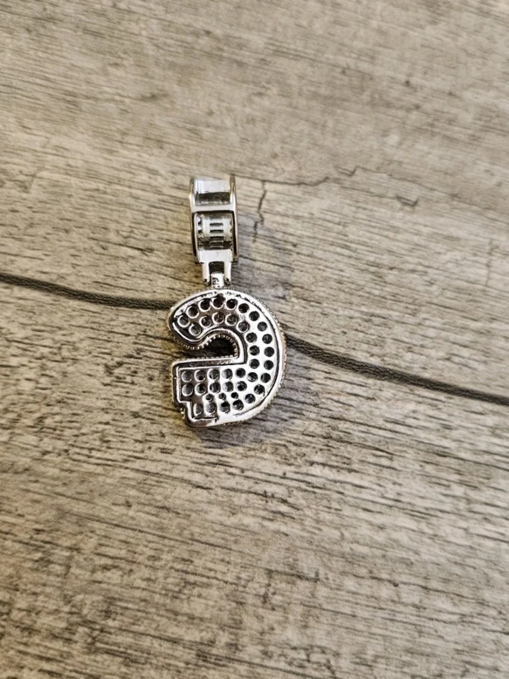 Sterling Silver 'G' Initial Pendant with Clear CZ Accents - Picture 2 of 2